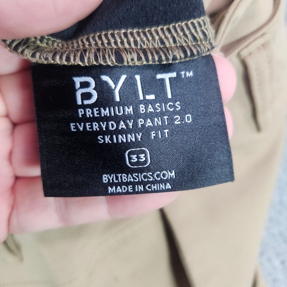 BYLT Mens Premium Basics Everyday Pant 2.0 Skinny Fit Khaki Size 33 - Picture 3 of 9